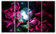 Pink Bouquet of Beautiful Roses, Abstract Canvas Art Print, 48"x28", 4 Panels