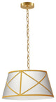 White & Gold Transitional Pendant With Aged Brass Metal