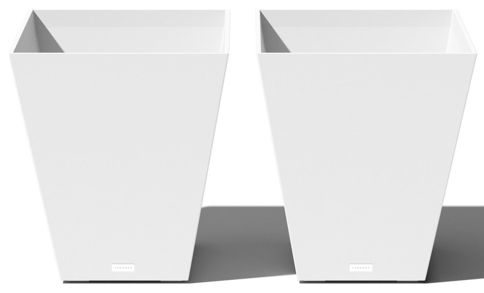 Nobleton Square Planter, White, 22 Inch, 2 Pack