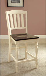 Benzara BM131212 Cottage Counter Height Chairs, White and Cherry, Set of 2