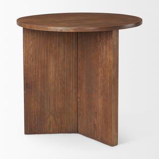 Enzo 32" Round Tabletop With Fluted Wood Base Foyer Accent Table
