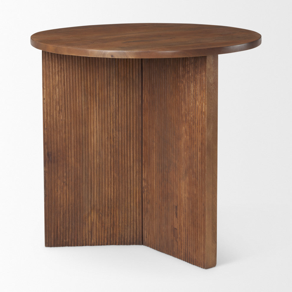 Enzo 32" Round Tabletop With Fluted Wood Base Foyer Accent Table