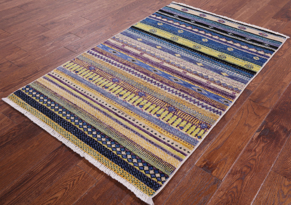 3' 2" X 5' 3" Persian Gabbeh Hand Knotted Rug Q6779