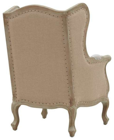 Guinevere Wingback Chair, Light Sand and Burlap