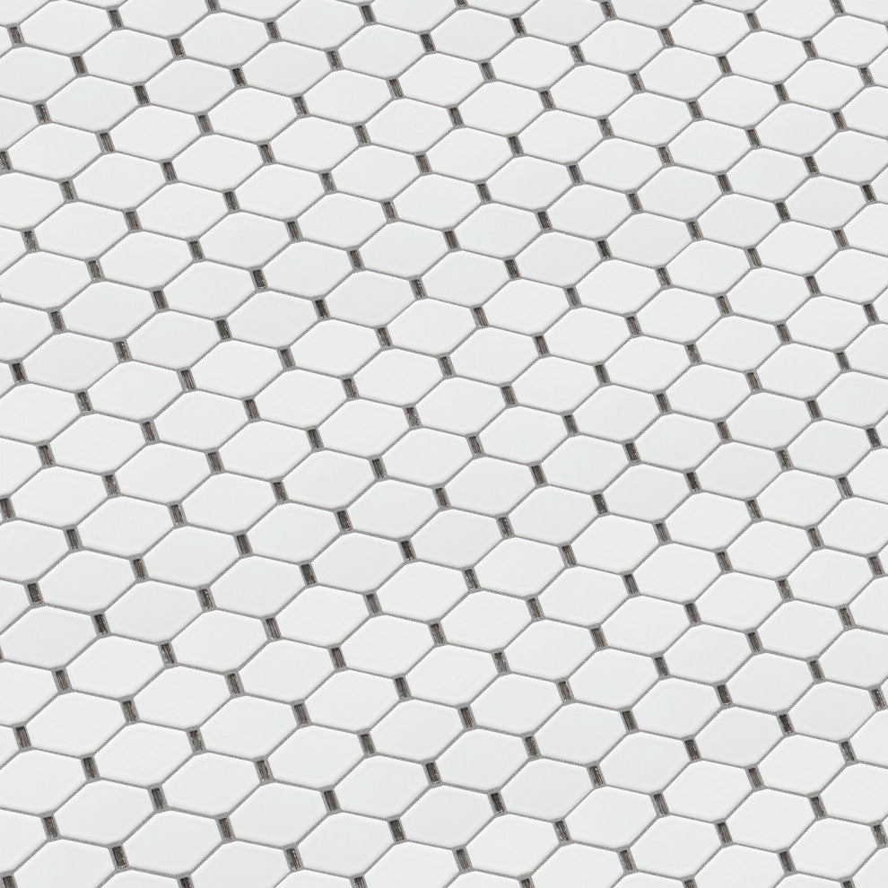 Badajoz 11.5x10.94, Honeycomb Glass Mosaic Tile, White/Brown, Sample
