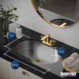 Karran Cinox Stainless Steel Oval Undermount Sink, Stainless Steel