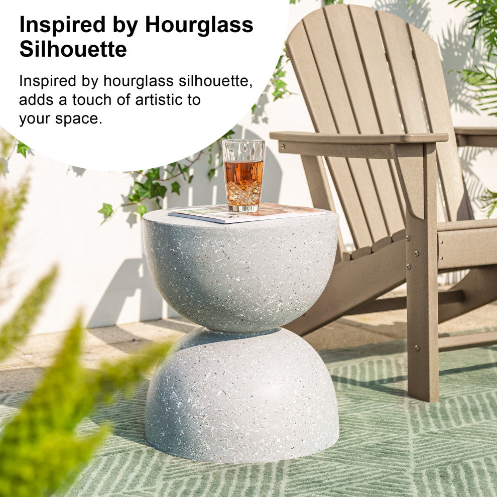 17.75'' Multi-Functional Mgo Sand Terrazzo Garden Stool, Gray