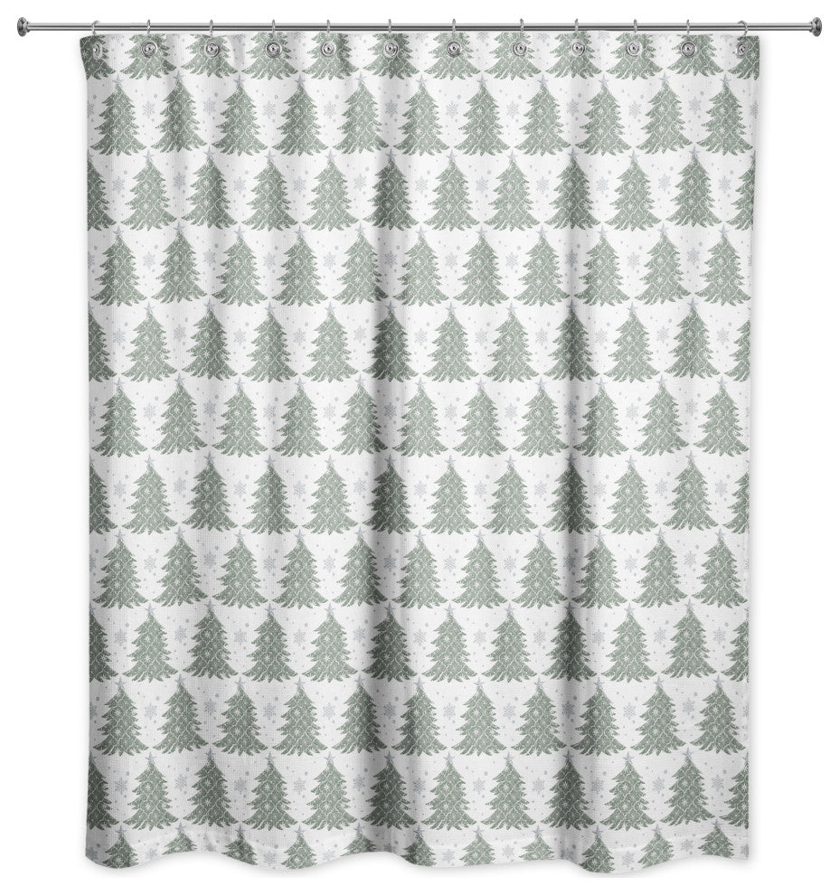 Ornate Christmas Tree Pattern 71x74 Shower Curtain