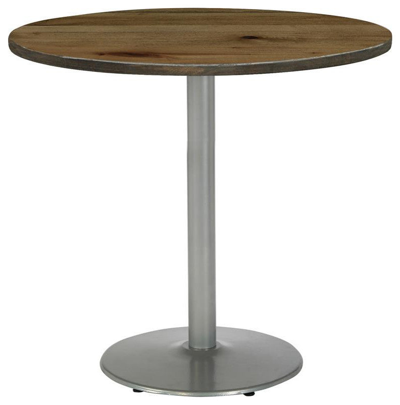 KFI Urban Loft 36" Round Breakroom Table Natural Round Silver Base Bistro Height
