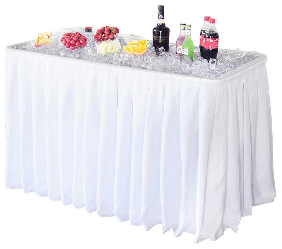 Modern Home 4' Party Ice Bin Table with Skirt - Portable Folding Tailgating Tab