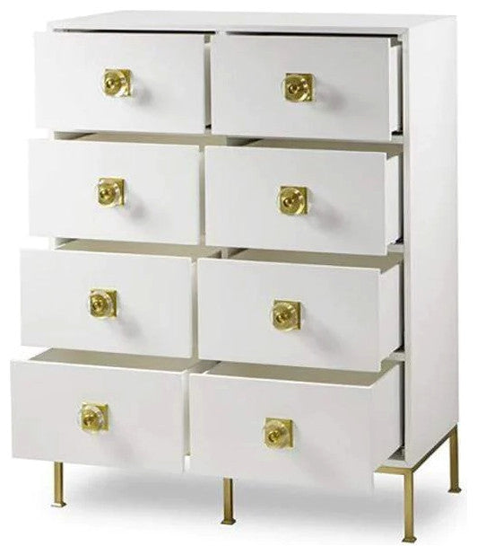 Sonder Living Formal Chest 8 Drawer | White Lacquer