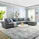 Sectional Sofa Set, Faux Vegan Leather, Gray, Modern, Lounge Hospitality