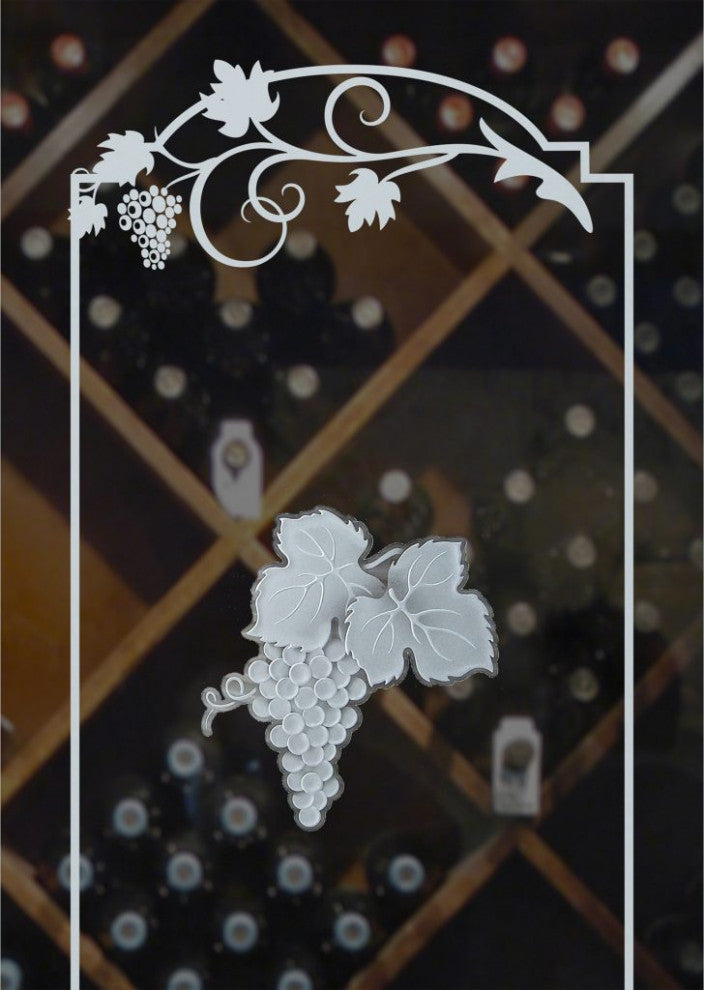 Wine Door - Grape Cluster Grape Ivy - Primed - 30" x 84" - Knob on Left -...