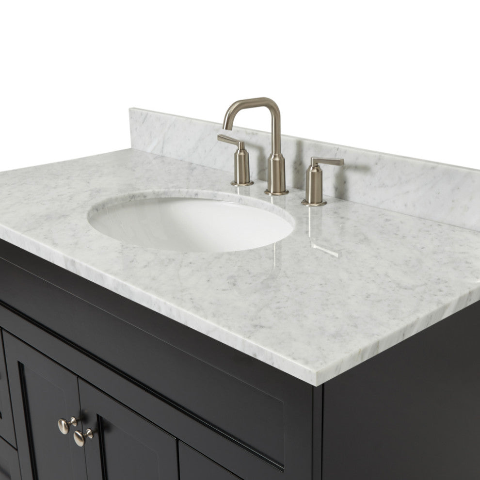 Ariel Hamlet 43" Oval Sink Bath Vanity, 0.75" Carrara Marble