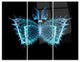 "Blue Fractal Butterfly in Dark" Metal Wall Art, 3 Panels, 36"x28"