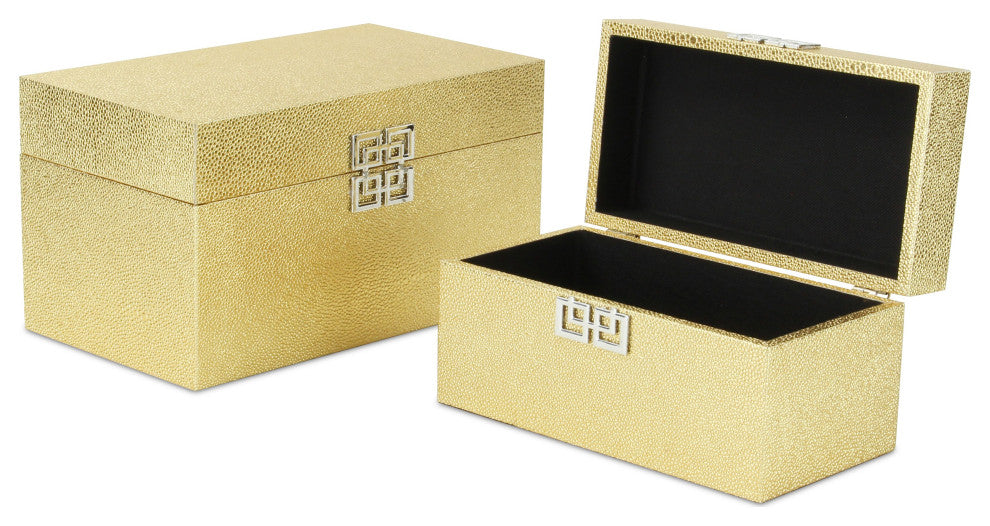 Galena "Double Happiness" Faux Shagreen Box Set, Gold