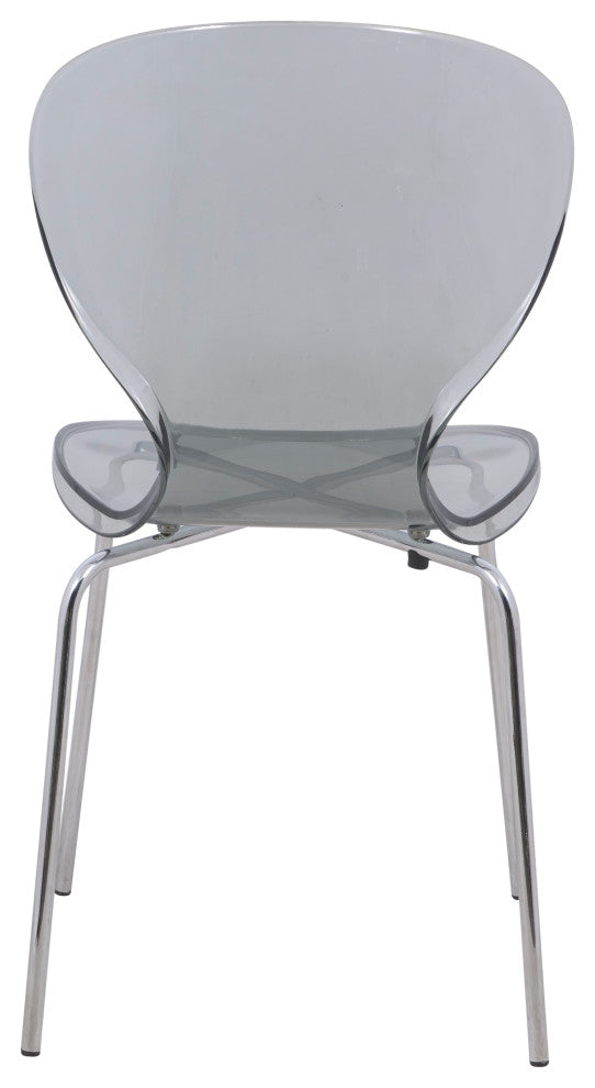 Stackable Transparent Dining Chair with Chrome Legs for Indoor and Outdoor, Black