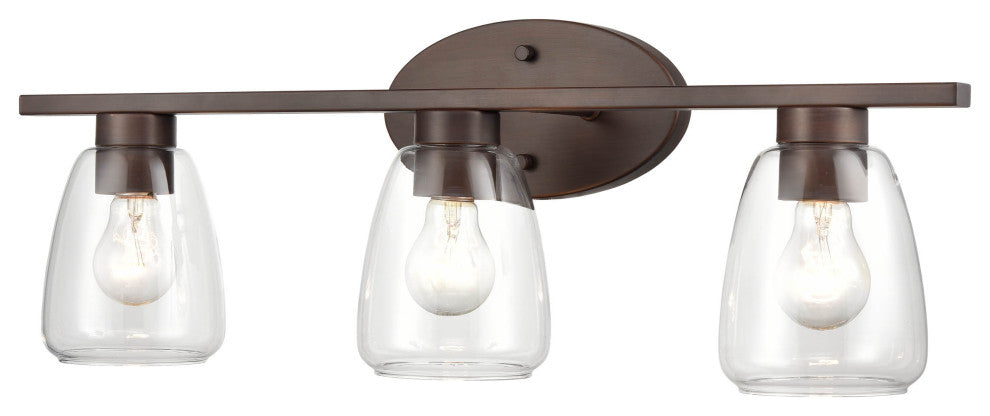 3 Light 25" Rubbed Bronze Bathroom Vanity Light