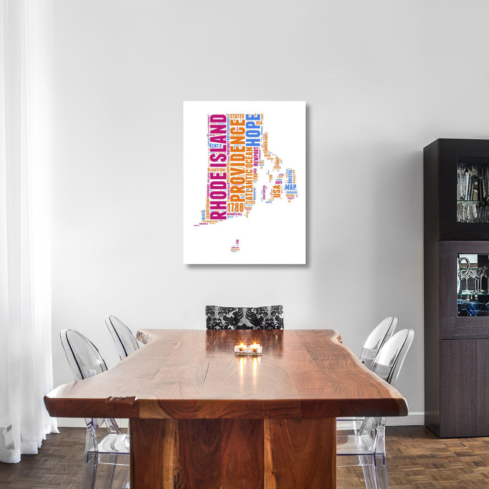 "Rhode Island Word Cloud Map" Fine Art Print