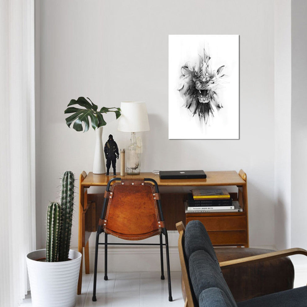"Stone Lion" by Alexis Marcou, Canvas Print, 18"x12"