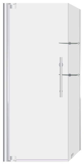 LessCare ULTRA-G Clear Glass Pivot Shower Enclosures, Chrome, 34 3/8-35"x72"x29-30
