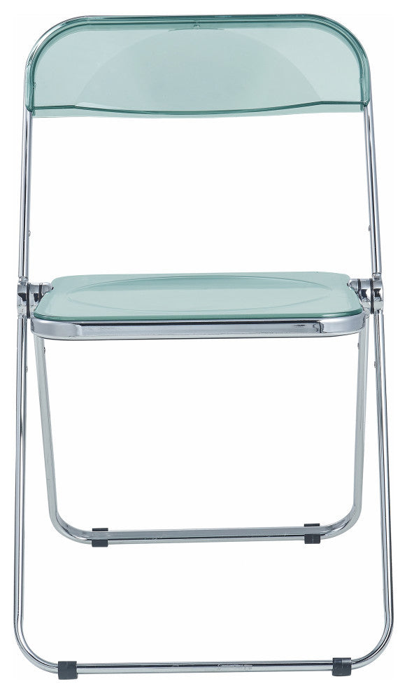 Lawrence Acrylic Folding Chair With Metal Frame, Set of 2, Jade Green