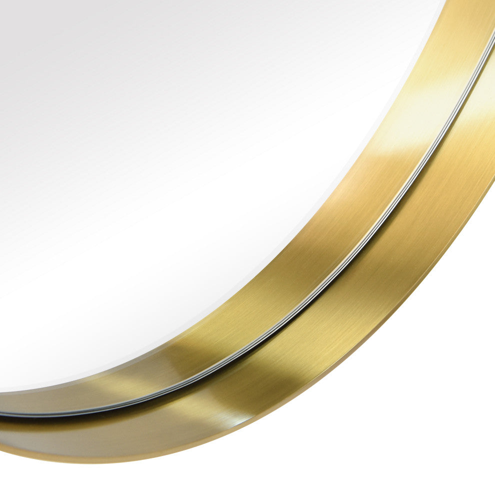 Ultra Stainless Steel Oval Wall Mirror, 24"x36", Brushed Gold