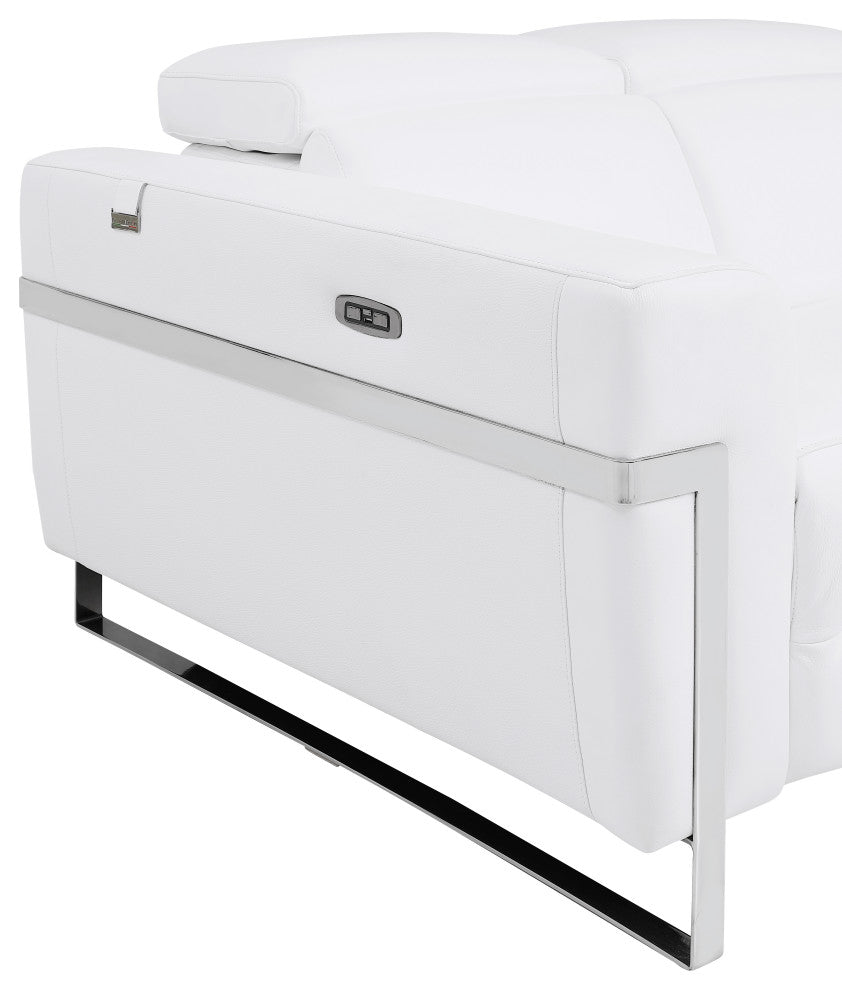 Prato Genuine Italian Leather Modern Sofa Set, White