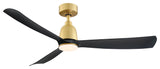 Kute 52"Indoor/Outdoor Ceiling Fan With Black Blades Brushed Satin Brass