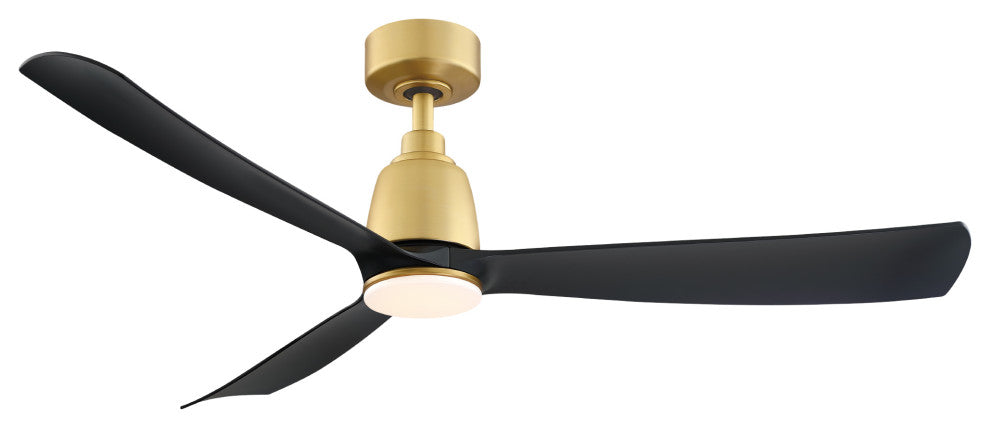 Kute 52"Indoor/Outdoor Ceiling Fan With Black Blades Brushed Satin Brass