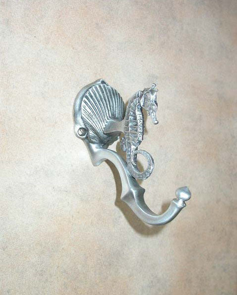 Sea Horse Hook, Antique Brass