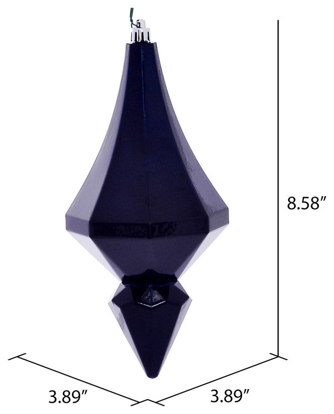 Vickerman Mc191031D 8" Midnight Blue Candy Finish Diamond Finial Ornament