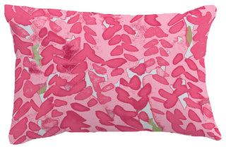 Flower Bell Floral Print Throw Pillow With Linen Texture, Pink, 14"x20"
