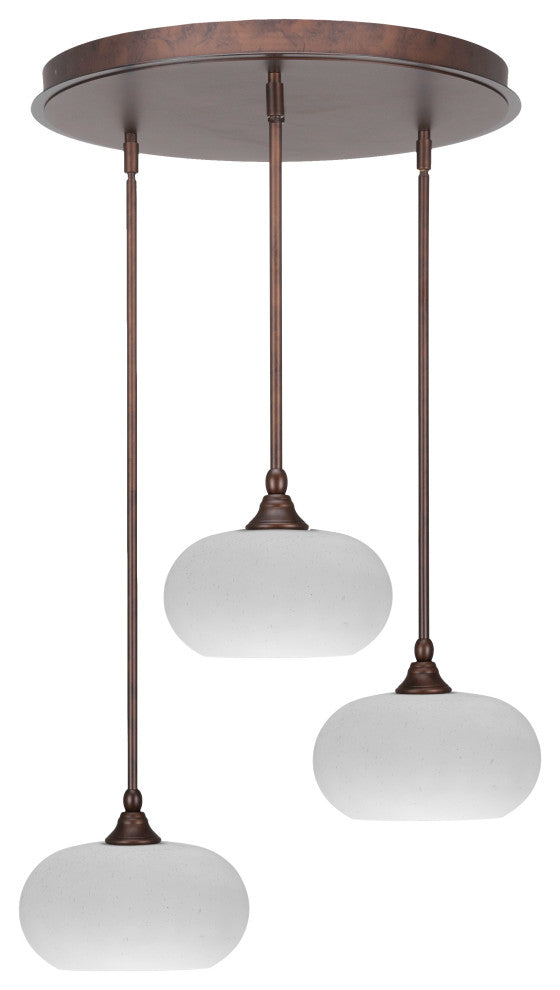 Empire 3-Light Cluster Pendalier, Bronze/White Muslin