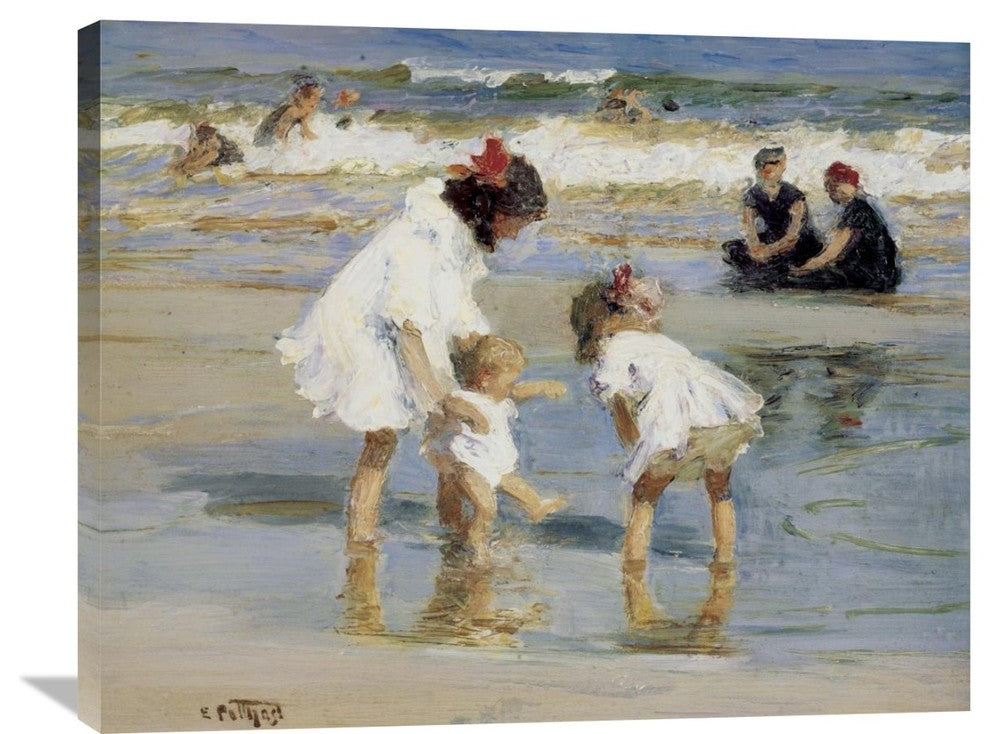 "Children Playing At The Seashore" Artwork, 35" x 28"