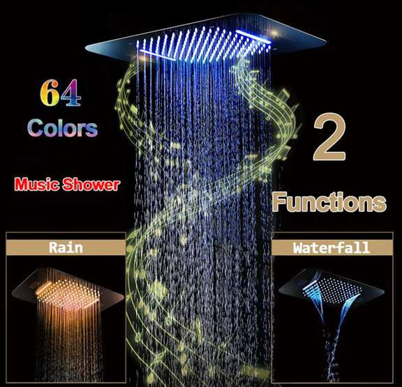 Fontana Dijon Thermostatic Ceiling Mount Rainfall LED Musical Bathroom Shower