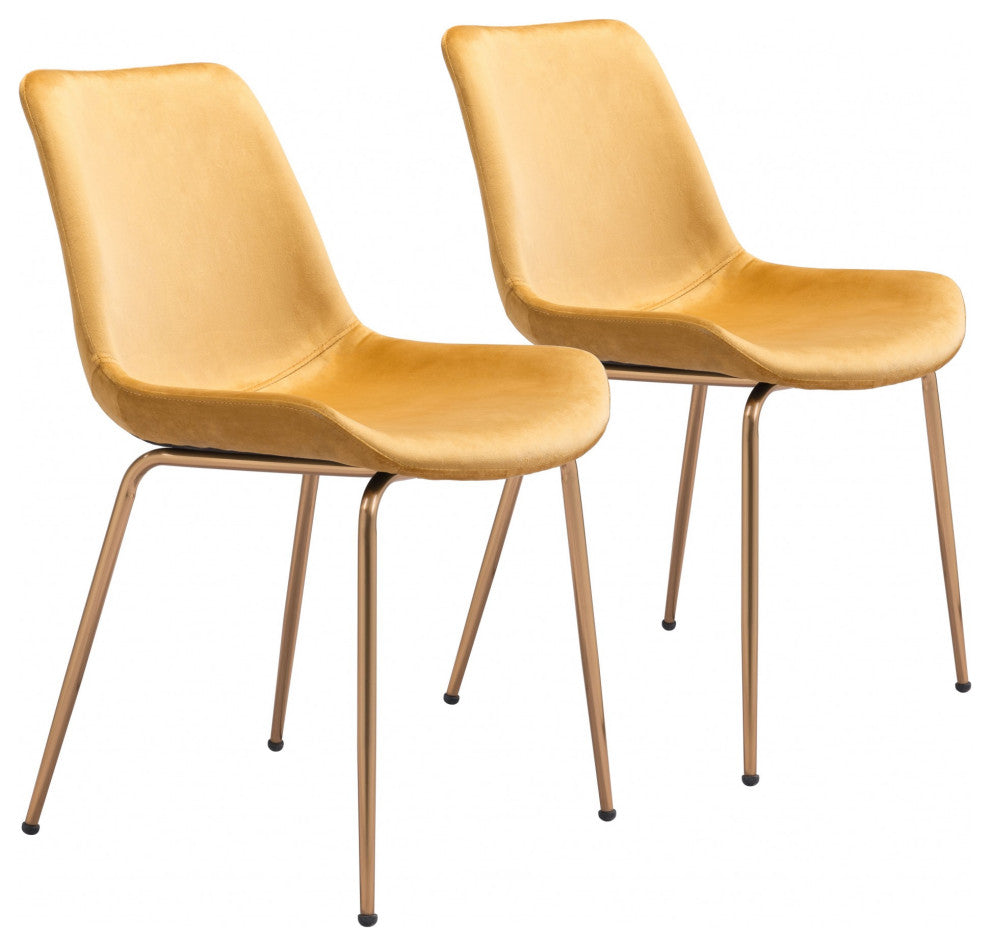 Tony Dining Chair, Set of 2 Yellow and Gold