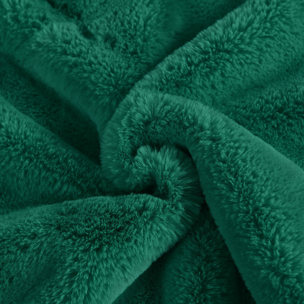Fox Faux Fur Throw Blanket, Teal Green, 50''x60''