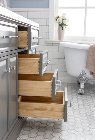 60" Palace Quartz Carrara Cashmere Gray Vanity With Chrome Hardware