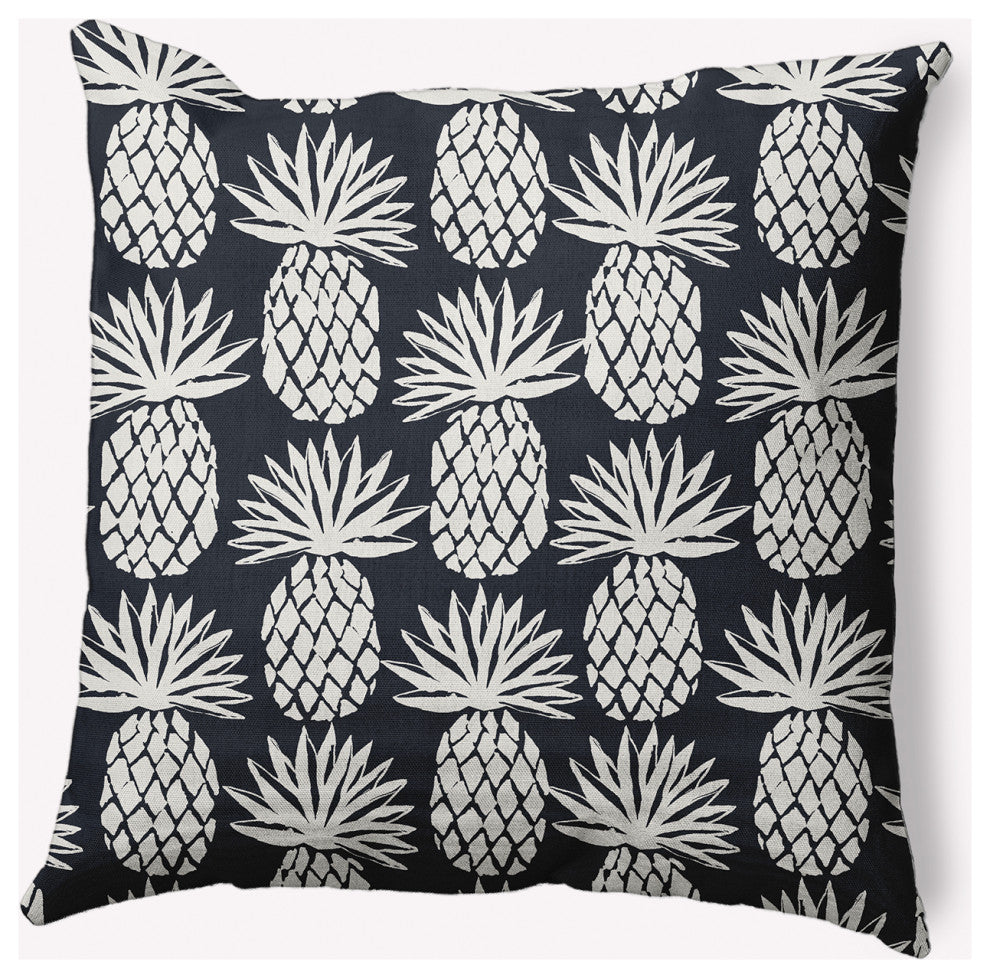 16x16" Pineapple Pattern Nautical Decorative Indoor Pillow, Shark Blue