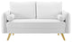 Loveseat Sofa, Velvet, White, Modern, Living Lounge Room Hotel Lobby Hospitality
