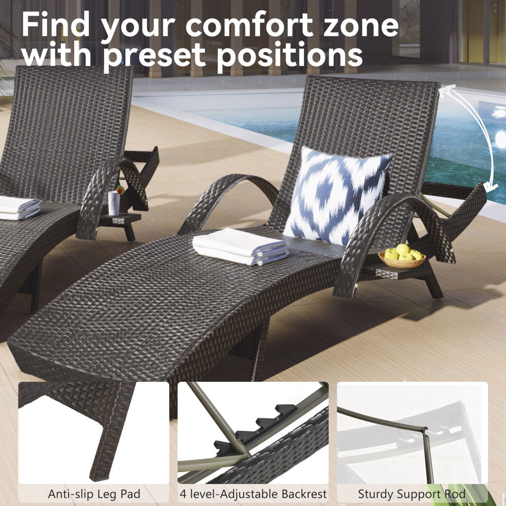 Gewnee Outdoor Wicker Chaise Lounge Chairs Set of 2