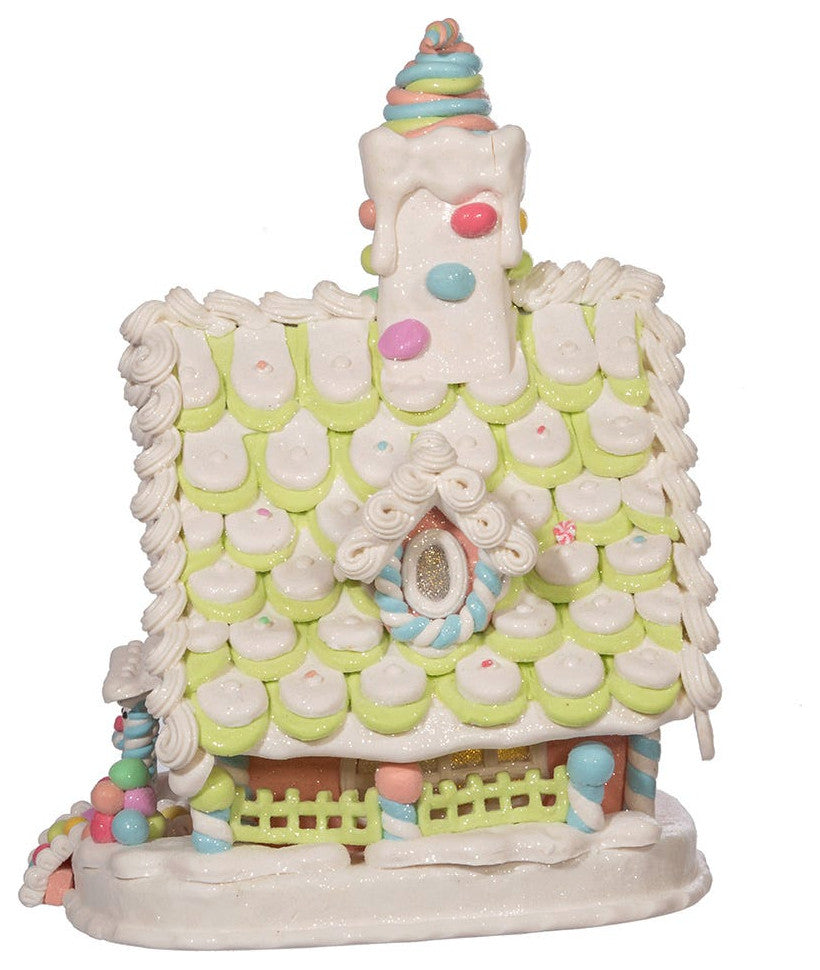 12.5" Battery-Operated Light Up Pastel Gingerbread House