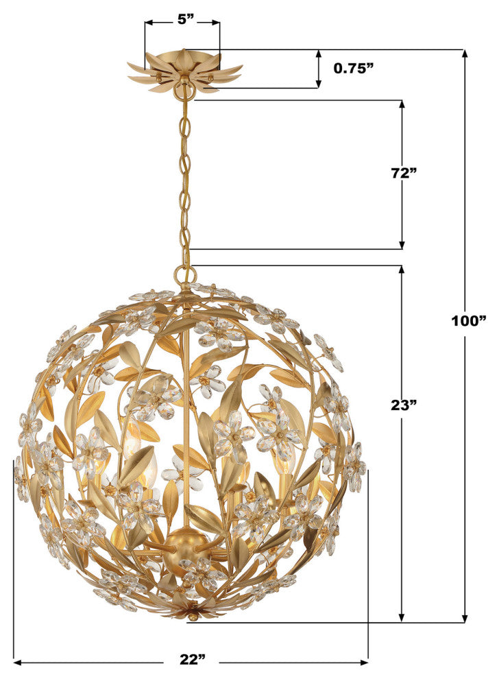 Crystorama Lighting Group MSL-316 Marselle 6 Light 22"W Crystal - Antique