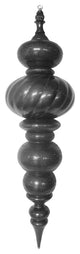 43" Large Silver Finial Ornament With Silver Glittered Stripes