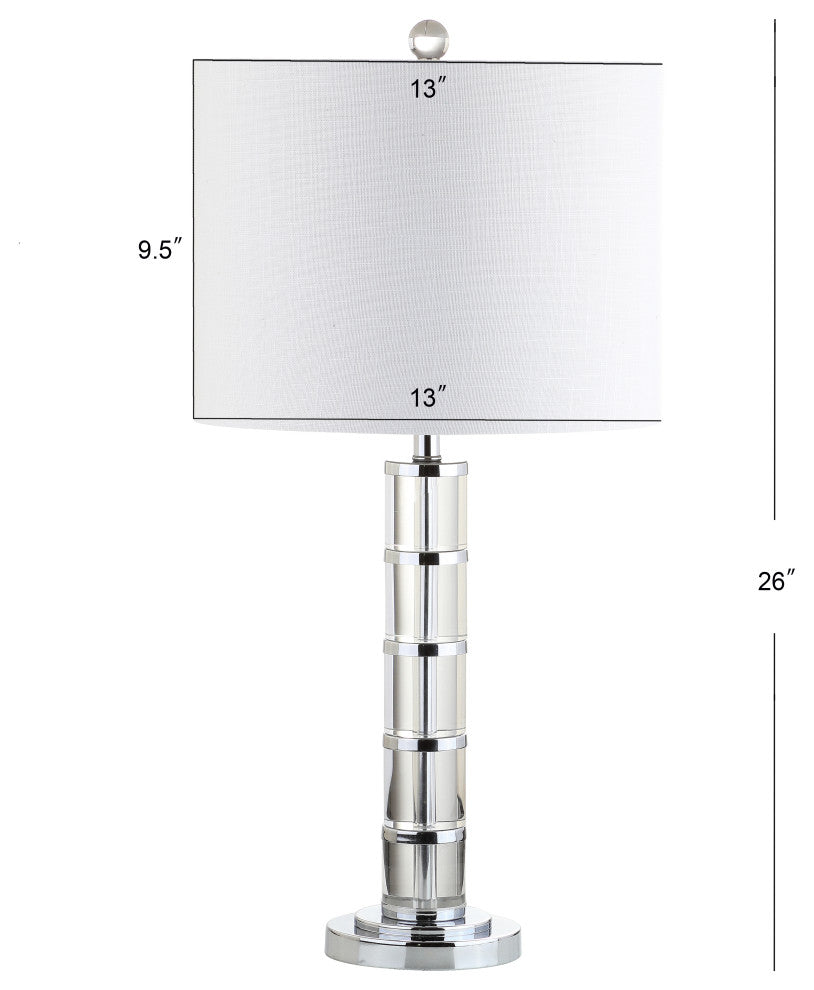 Hailey 26" Crystal Table Lamp, Clear and Chrome