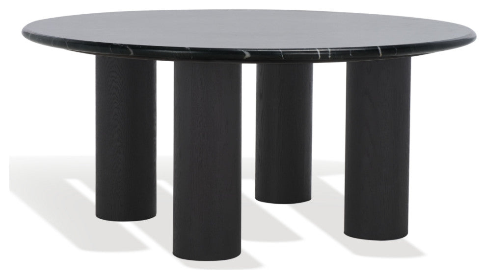 Safavieh Couture Tylee Round Marble Coffee Table, Black