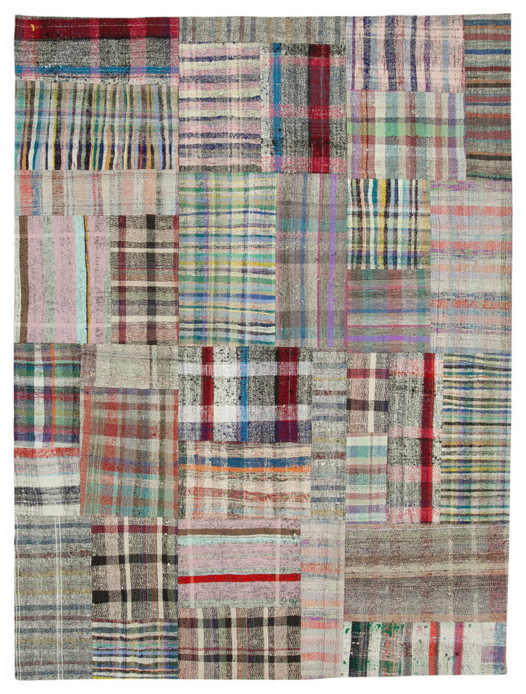 Rug N Carpet - Handmade Oriental 8' 8'' x 11' 8'' Rustic Patchwork Kilim Rug