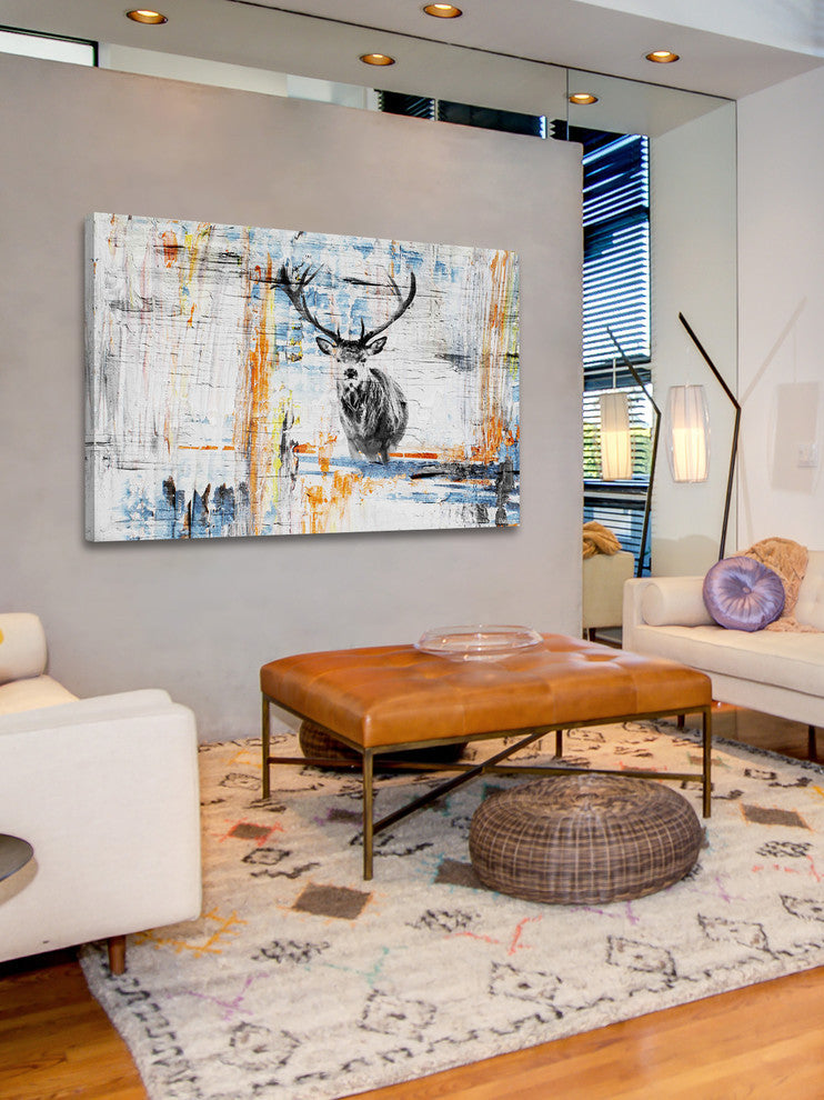 "Staring Deer" Painting Print on Wrapped Canvas, 45"x30"