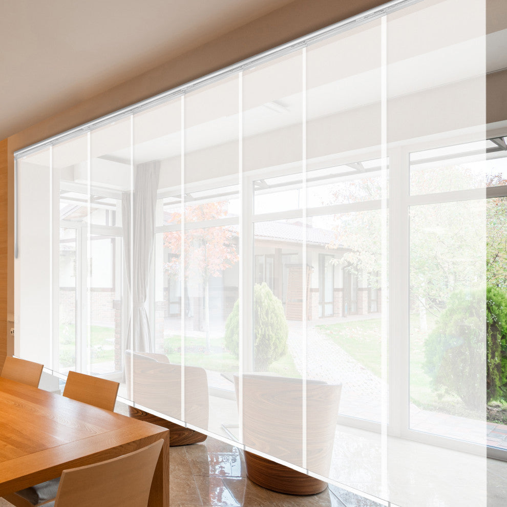 Navajo White 8-Panel Track Extendable Vertical Blinds 130-175"W